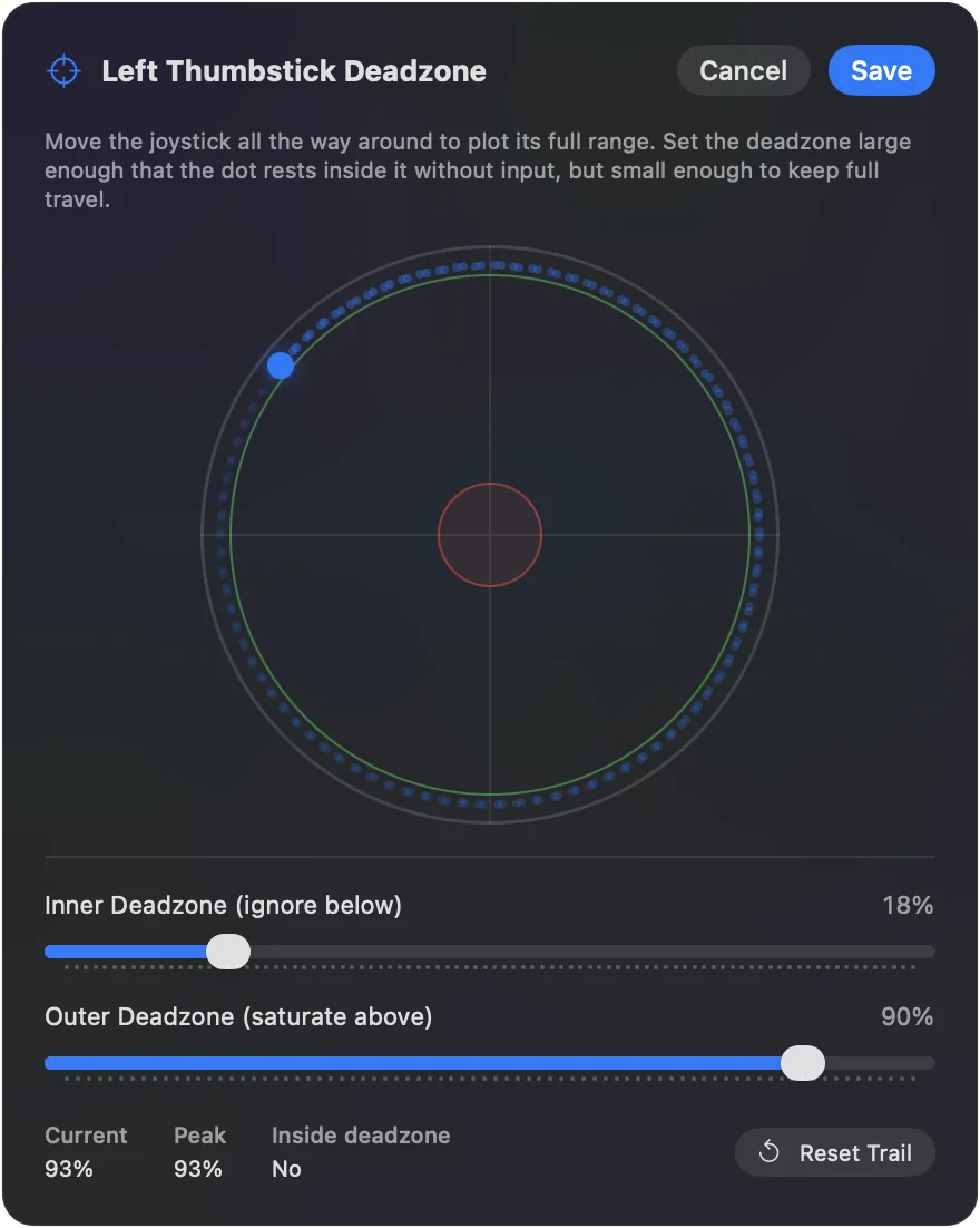 Adjust live deadzone plot with the stick's resting dot inside the deadzone ring.